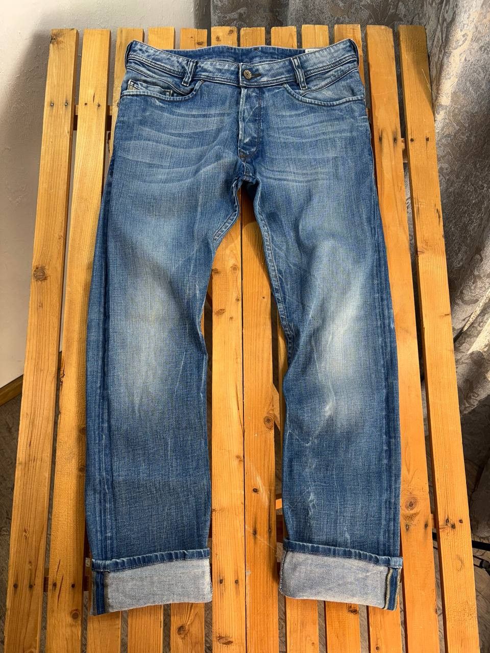 Diesel Diesel Poiak Selvedge Washed Lampo Zip Pockets Denim Jeans Size US 31 - 9 Thumbnail