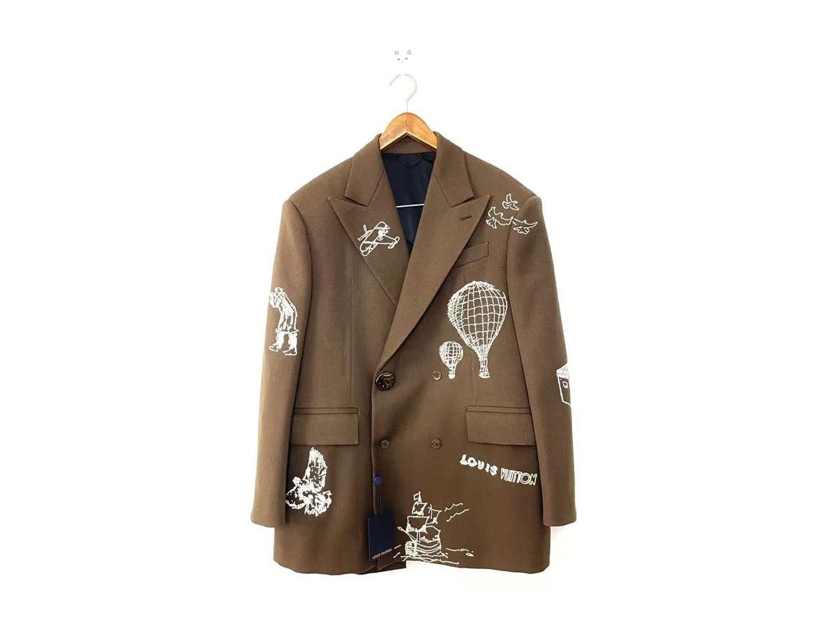 image of Louis Vuitton Runway Hot Air Balloon Blazer Jacket in Brown, Men's (Size Small)