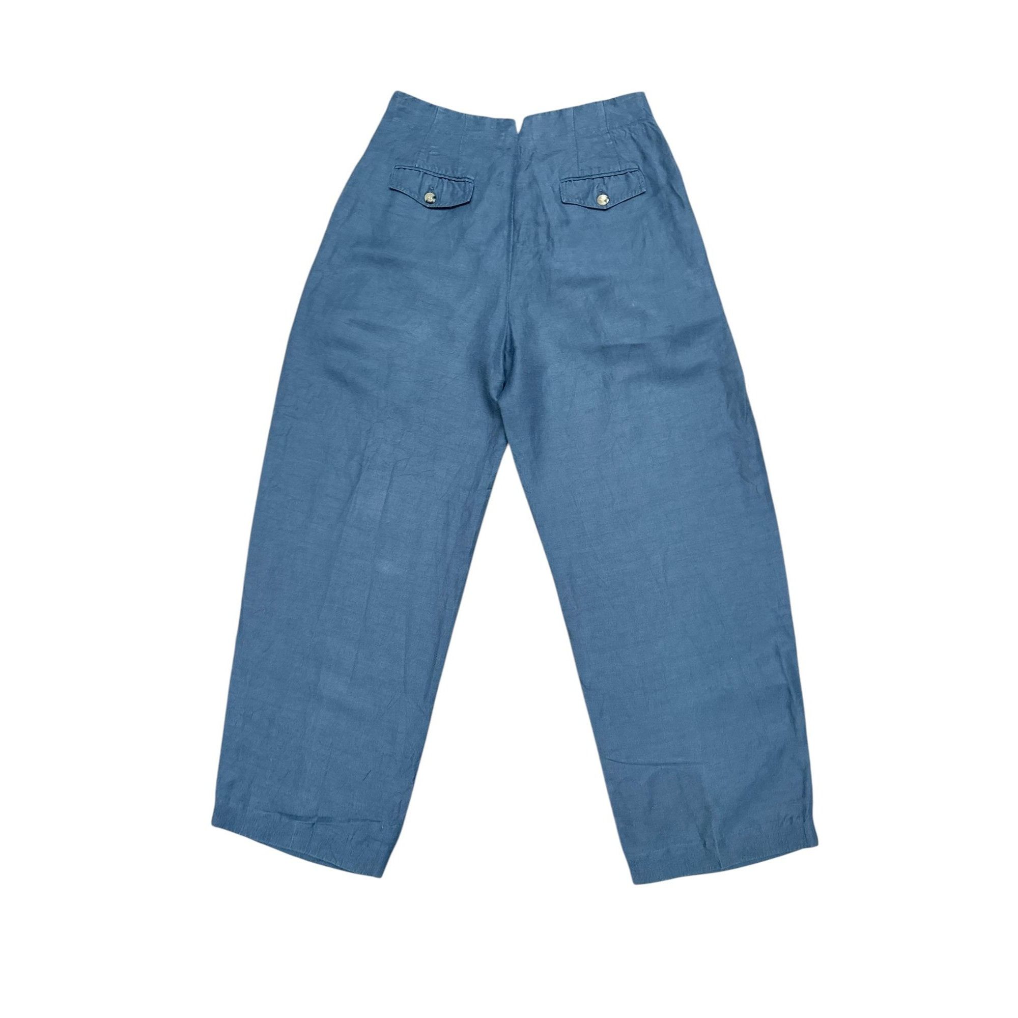 Celine Phoebe Philo Navy Linen Wide-Leg Pants Size 28" / US 6 / IT 42 - 3 Thumbnail