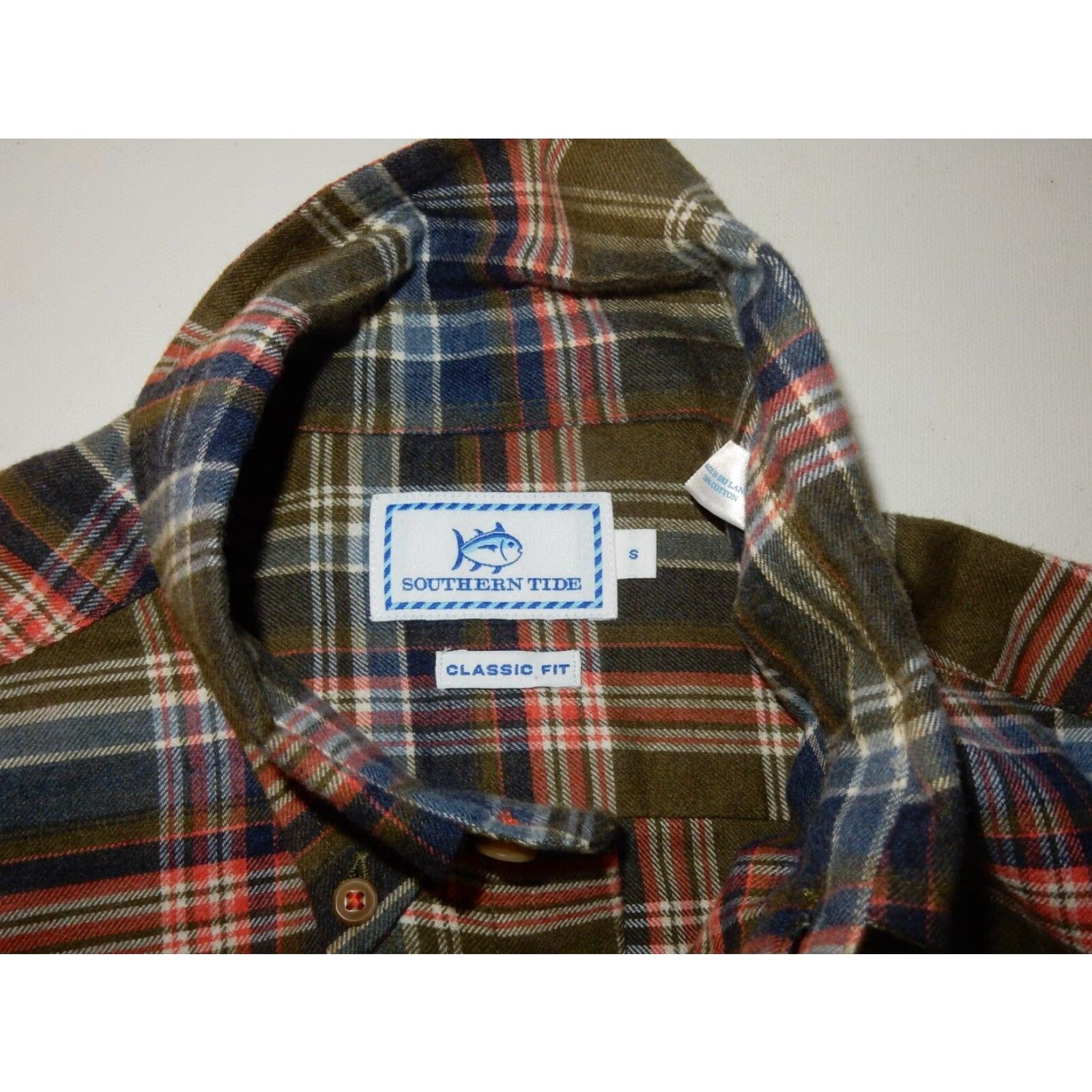 Southern Tide Southern Tide Men's Plaid Flannel Button-Up Shirt Green Small Size US S / EU 44-46 / 1 - 4 Thumbnail