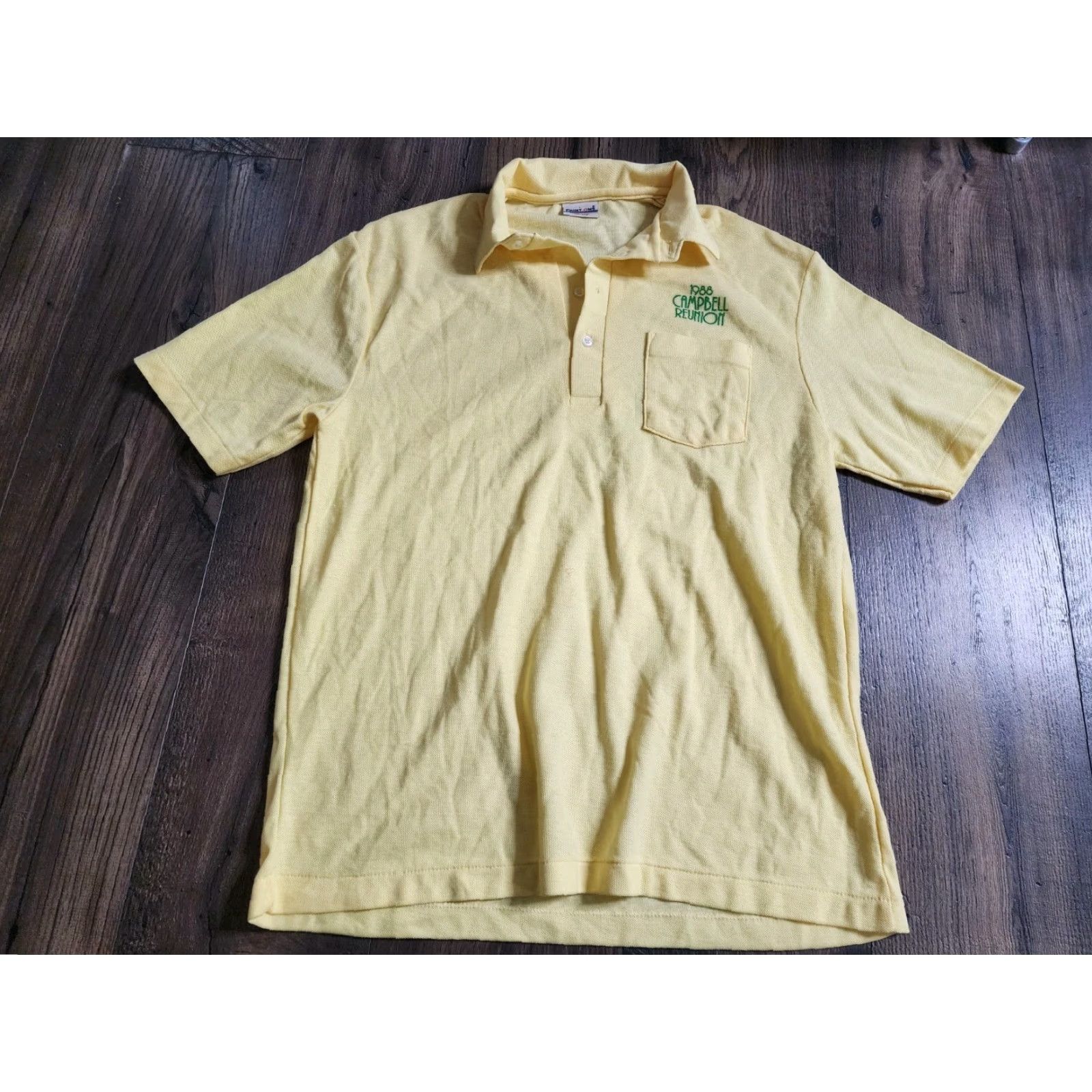 Vintage VINTAGE Printworks Polo Shirt Mens L Yellow Knit Cotton Polyester Pocket 1988 Reunion Print All Over Size US L / EU 52-54 / 3 - 2 Thumbnail