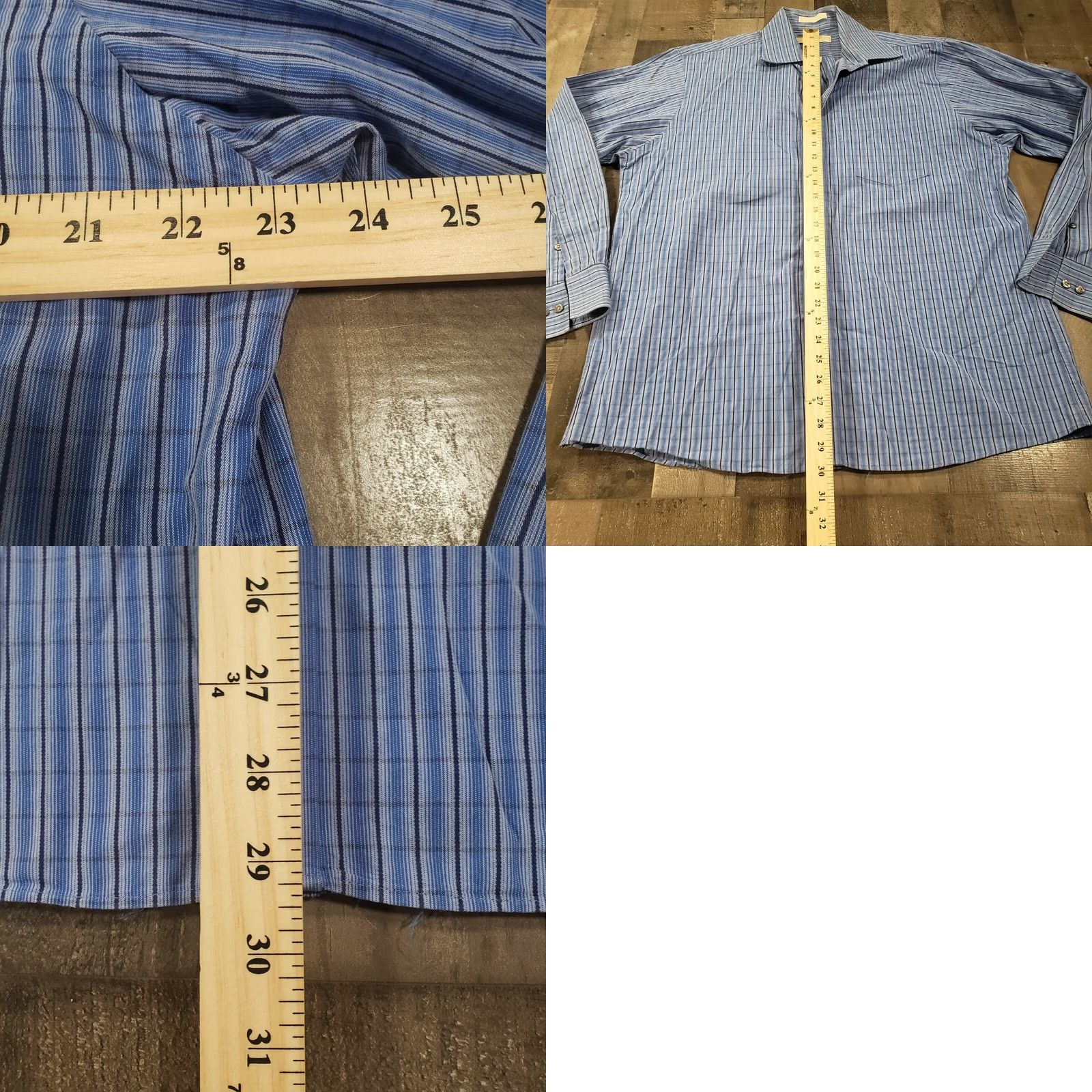 Michael Kors Michael Kors Dress Shirt Mens L Large 16.5 Blue Plaid Button-Up Long Sleeve Shirt Mens Size 42R - 8 Thumbnail