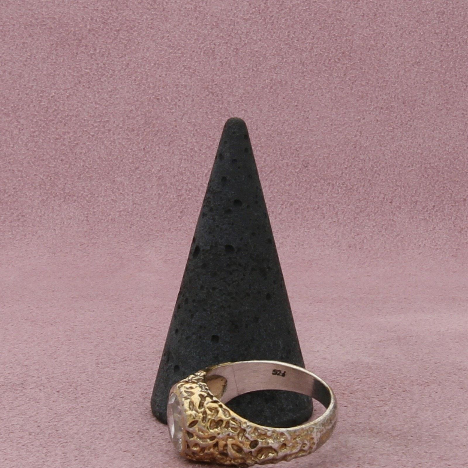 Sterling Silver sterling silver vintage gold tone textured cz ring size 8.75 Size ONE SIZE - 5 Thumbnail