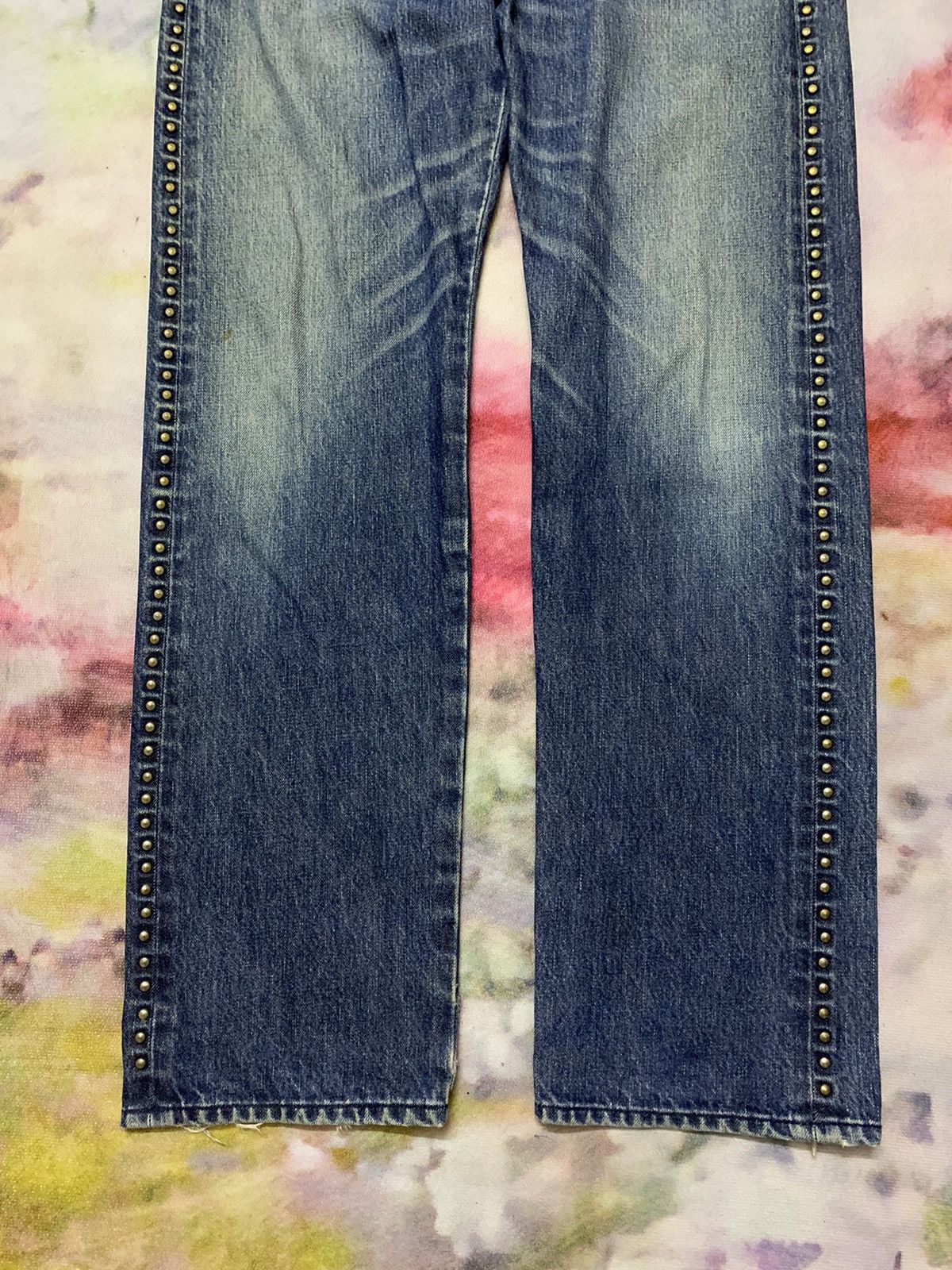 Hysteric Glamour Japanese Brand Viridian Studded Side Washed Denim Size US 32 / EU 48 - 3 Thumbnail