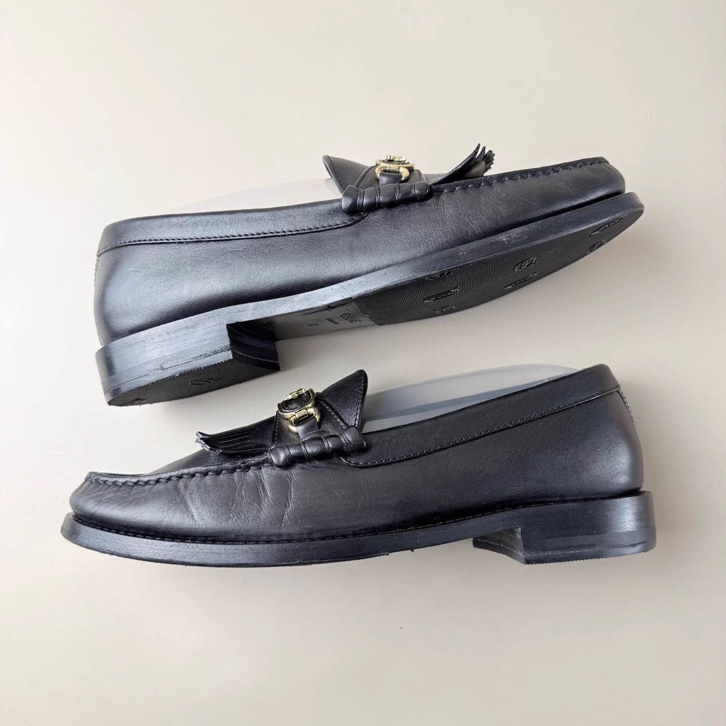 Celine Celine Horse Carriage Fringe Loafer Black & Gold 37 Size US 6 / IT 36 - 5 Thumbnail