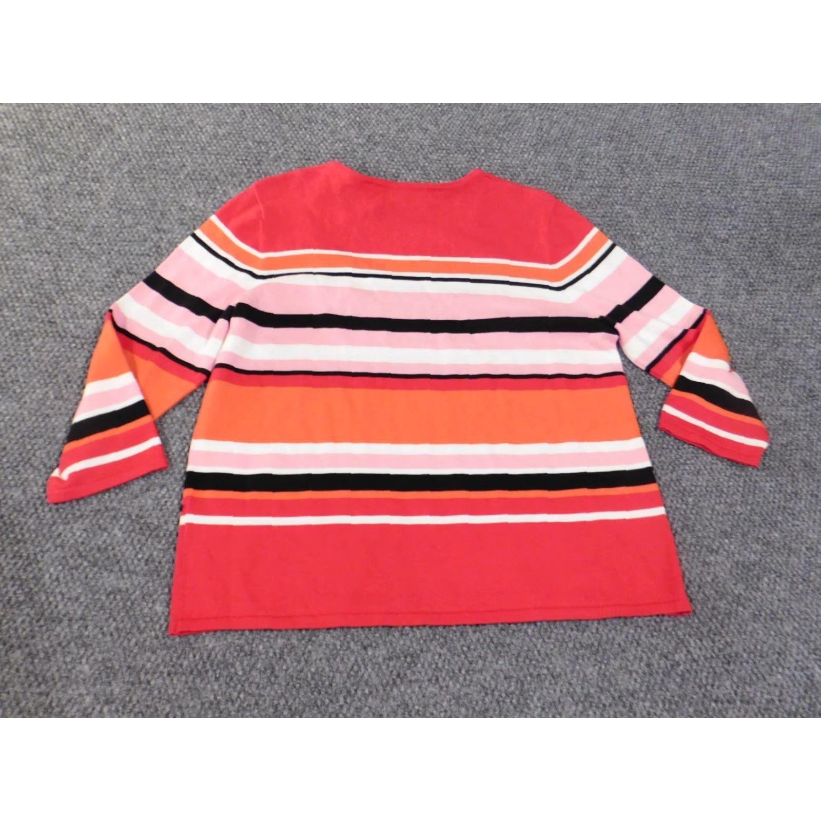 Vintage Alfred Dunner Sweater Pullover Knit Striped Medium Red Raglan Sleeve Cotton Acrylic Stretch Size M / US 6-8 / IT 42-44 - 7 Thumbnail
