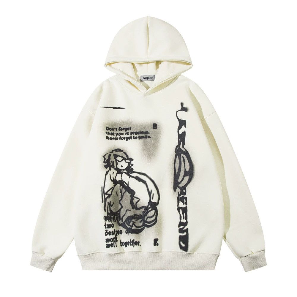 Vintage Men's street loose casual character print hoodie Size US M / EU 48-50 / 2 - 1 Thumbnail