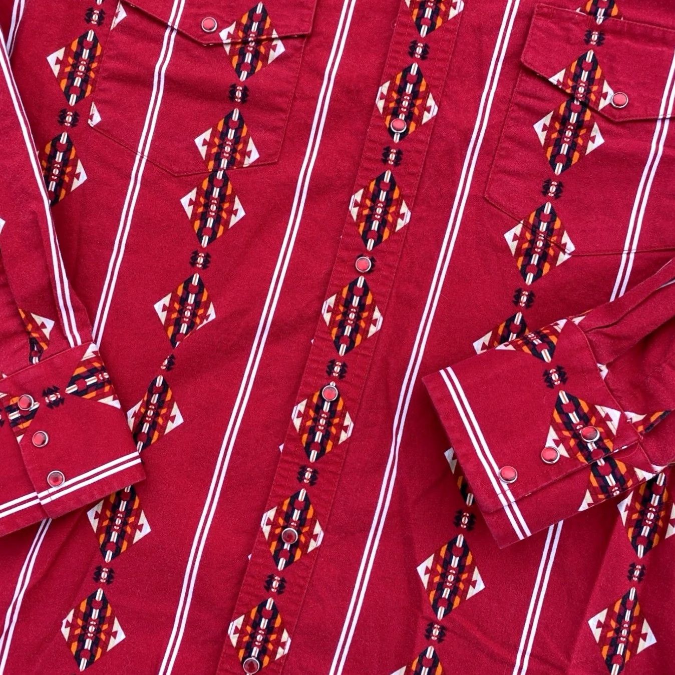 Wrangler VINTAGE Wrangler Shirt Mens Large Bull Rider 1990s Red Pearl Snap Western Wear Size US L / EU 52-54 / 3 - 2 Thumbnail
