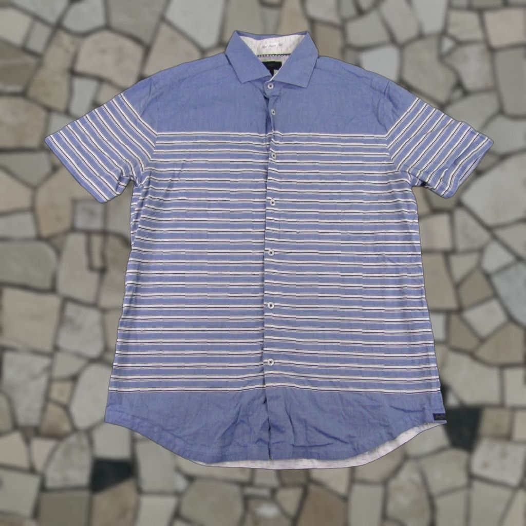 Vintage Good Man Brand Shirt Mens Medium Blue Stripes Button-Up Collar Pocket? (No pocket in original) Size US M / EU 48-50 / 2 - 1 Thumbnail