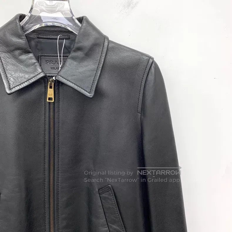 Prada Prada Black triangle sheep leather lapel zipper long-sleev Size XS / US 0-2 / IT 36-38 - 3 Thumbnail