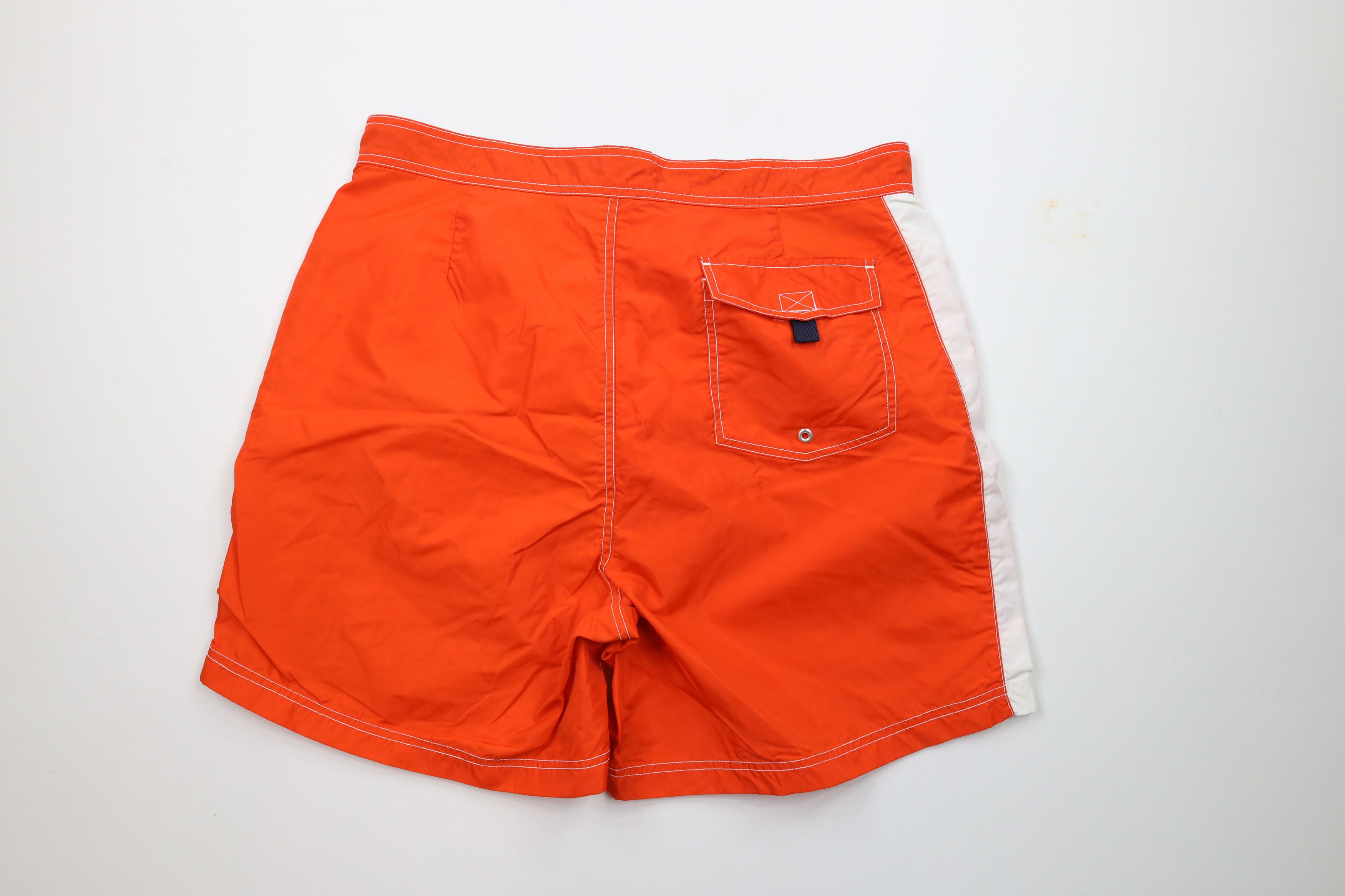 Tommy Hilfiger × Vintage Vintage 90s Tommy Hilfiger Block Lined Shorts Trunks Orange Size US 36 / EU 52 - 9 Thumbnail
