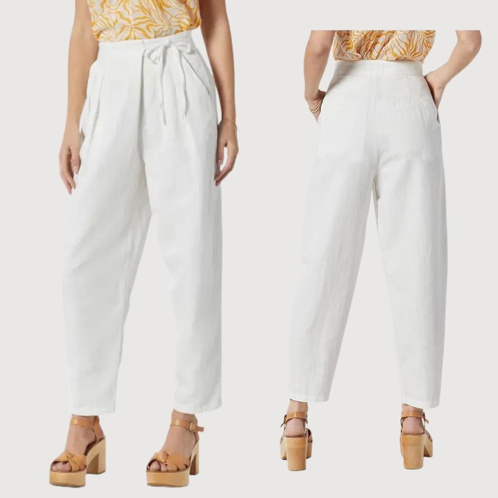 Jones New York Joie NWT Linen Tapered Trouser Pants White Size 4 High Rise Size 27" / US 4 / IT 40 - 1 Thumbnail