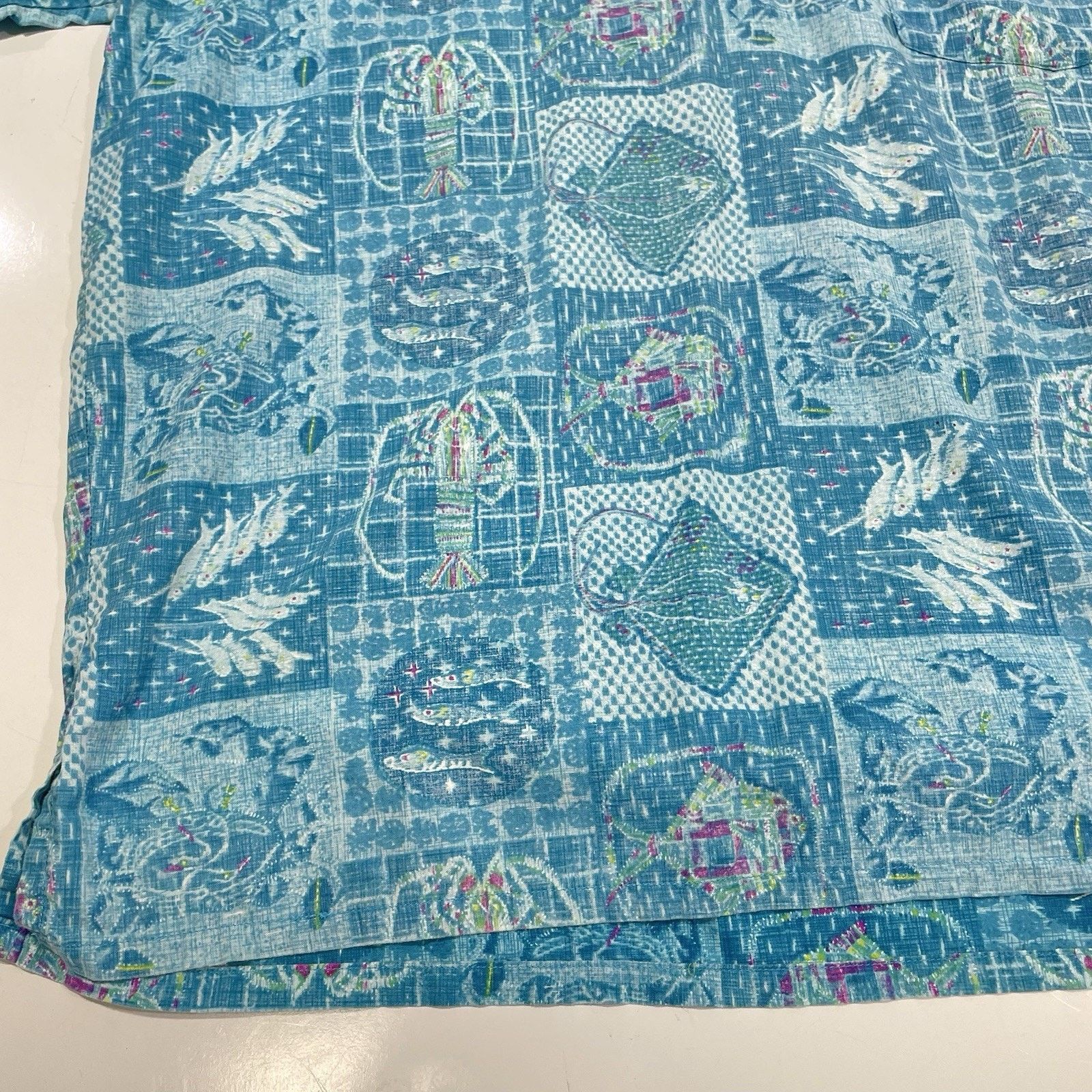 All-In Barefoot In Paradise Blue Hawaiian Shirt Fish Lobster Ray XL Size US XL / EU 56 / 4 - 2 Thumbnail