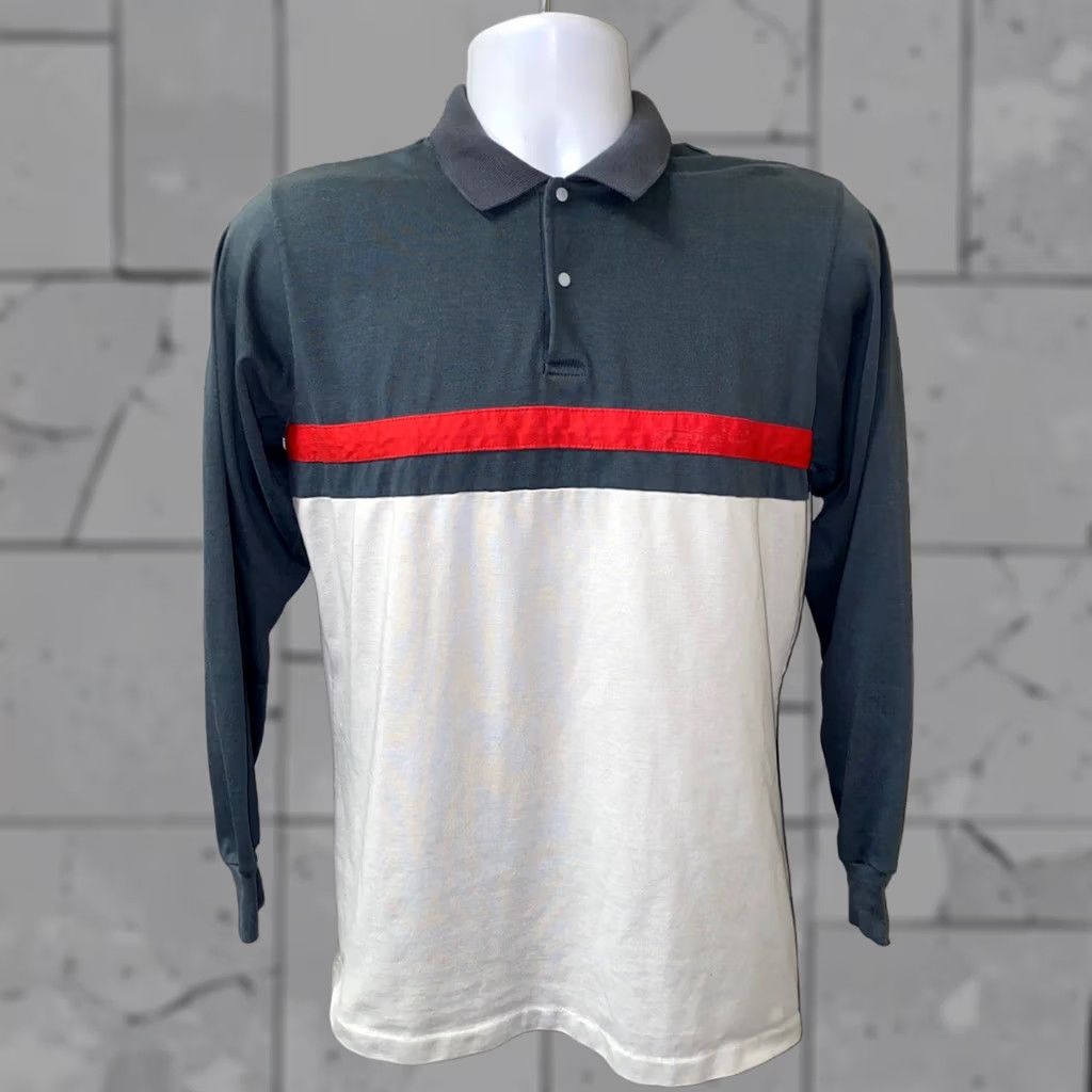 Adidas VINTAGE Adidas Mens Gray/Red Long Sleeve Polo Shirt L USA Polo Shirt Mens Large Gray Red USA Size US L / EU 52-54 / 3 - 1 Thumbnail