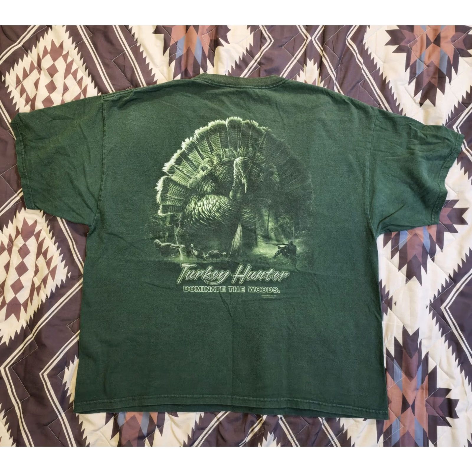 Hunter VINTAGE Buck Wear Turkey Hunter Double-Sided Graphic T Shirt Forest Green Men's XL Shirt Size US XL / EU 56 / 4 - 2 Thumbnail