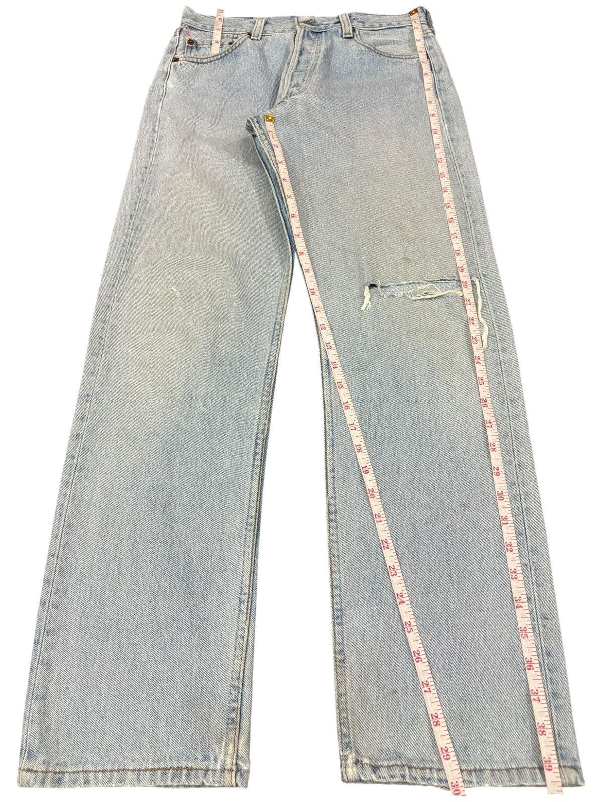 Levi's Vintage 90s Levis 501 Light Wash Distressed Loose Jeans Size US 30 / EU 46 - 12 Thumbnail