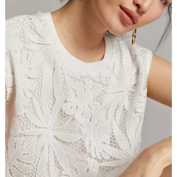 Corey Lynn Calter Corey Lynn Calter Tina White Lace Floral Palm Top Size XS / US 0-2 / IT 36-38 - 2 Thumbnail