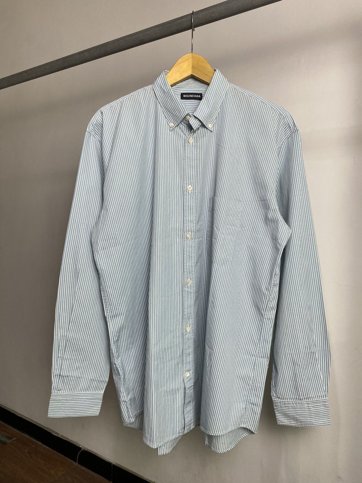 Balenciaga 2017 Balenciaga Archetype Striped Textured Oversize Shirt Size US L / EU 52-54 / 3 - 2 Thumbnail