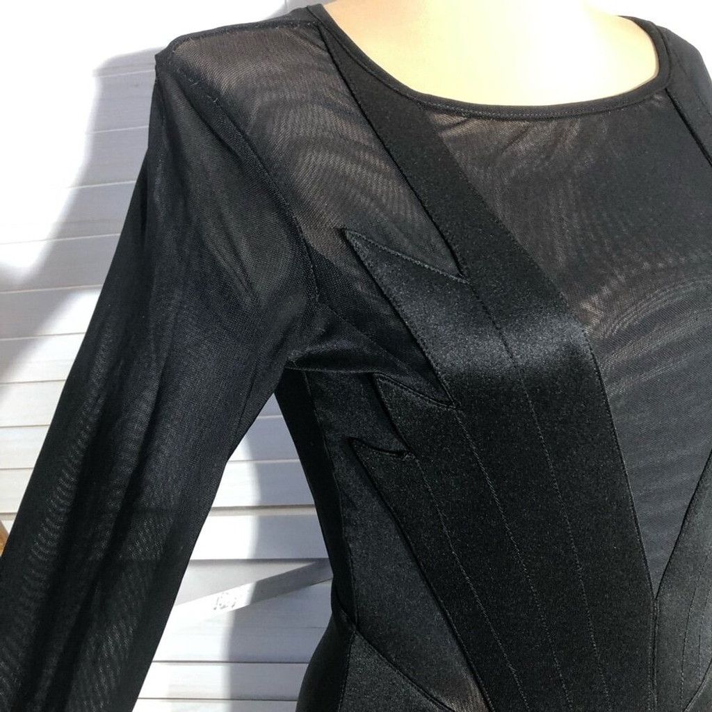 Vintage Mini Dress Backless Bodycon Sheer Mesh Cut Out Black sz M Size L / US 10 / IT 46 - 7 Thumbnail