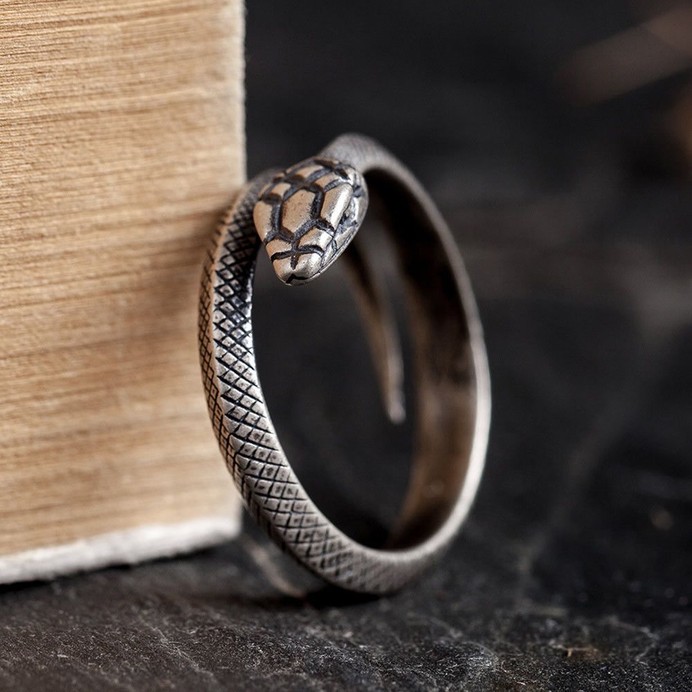 Avant Garde x Jewelry Snake Future Jewelry Rings Open Ring (Size 7-13) in Silver, Men's