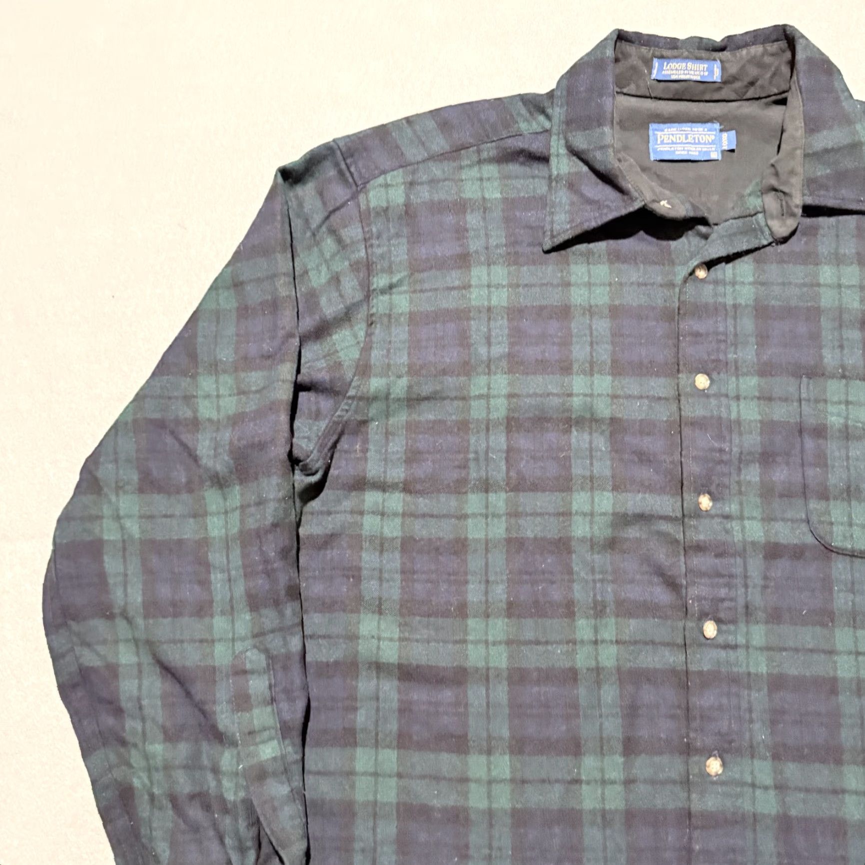 Pendleton VINTAGE Pendleton Shirt Men Wool Plaid Navy/Green Long Sleeve XL Long Size US XL / EU 56 / 4 - 3 Thumbnail
