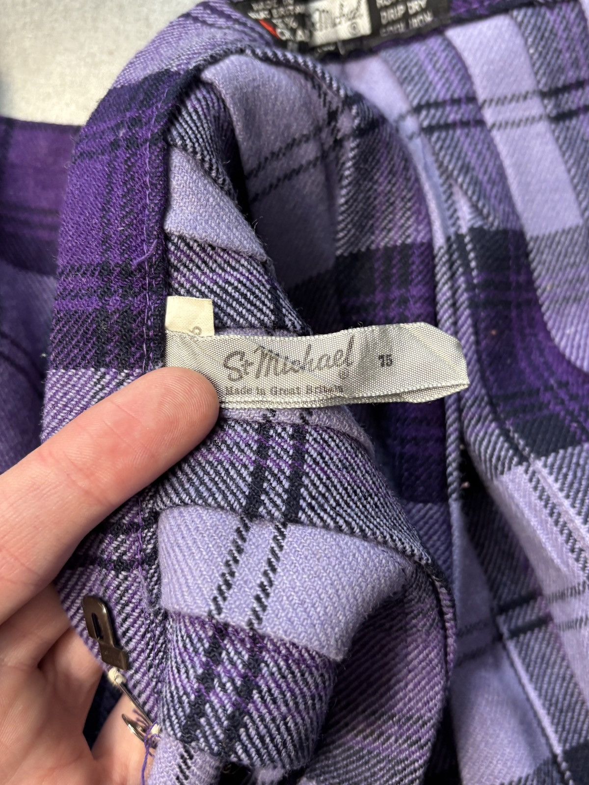Marks & Spencer × Vintage 1960s Plaid Skirt Vintage St. Michaels England Tartan School Size 23" - 11 Thumbnail