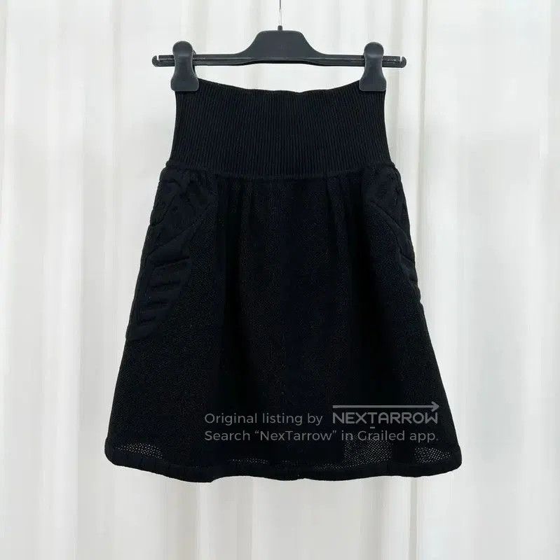 Chanel Chanel Black Cotton Blend Embroidered Logo Skirt . Size 28" / US 6 / IT 42 - 2 Thumbnail