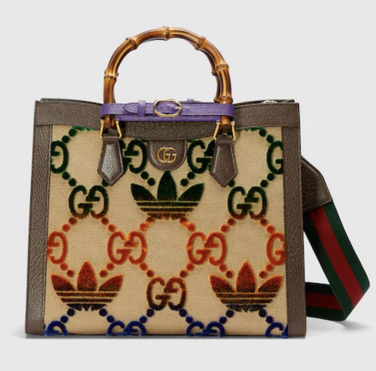 Adidas × Gucci 💥LIMITED💥Gucci X Adidas Medium Diane Tote Bag Bamboo Handls Size ONE SIZE - 1 Thumbnail