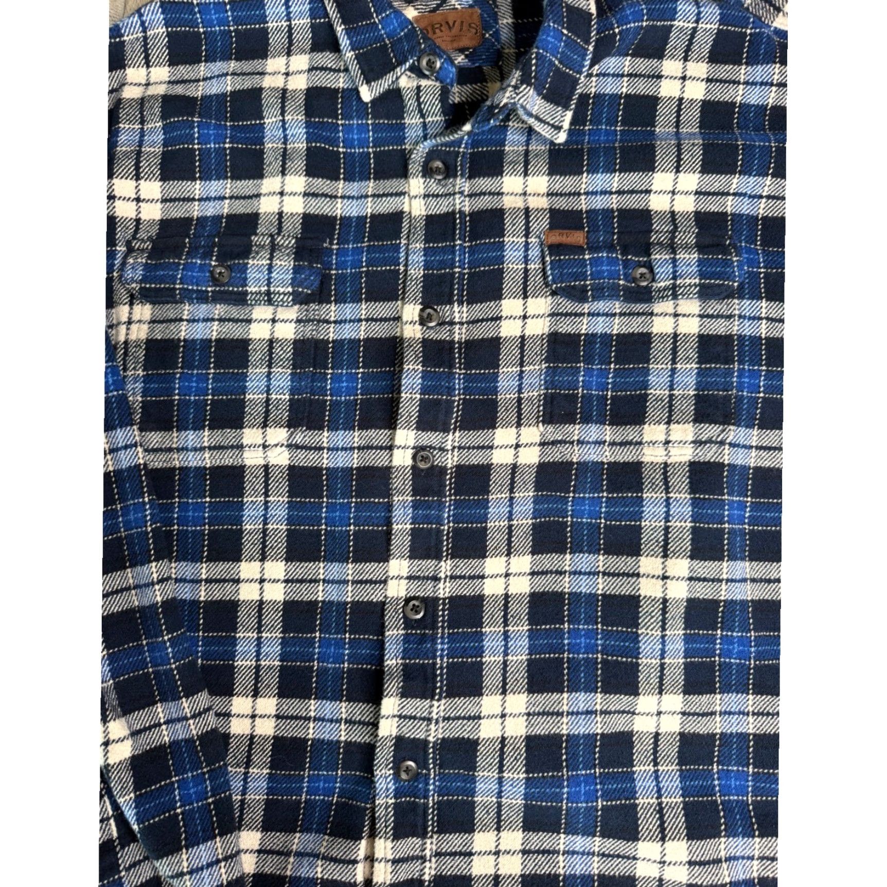 Orvis Orvis Classic Collection Shirt Mens 3XL Blue Flannel Plaid Long Sleeve Size US XXL / EU 58 / 5 - 4 Thumbnail