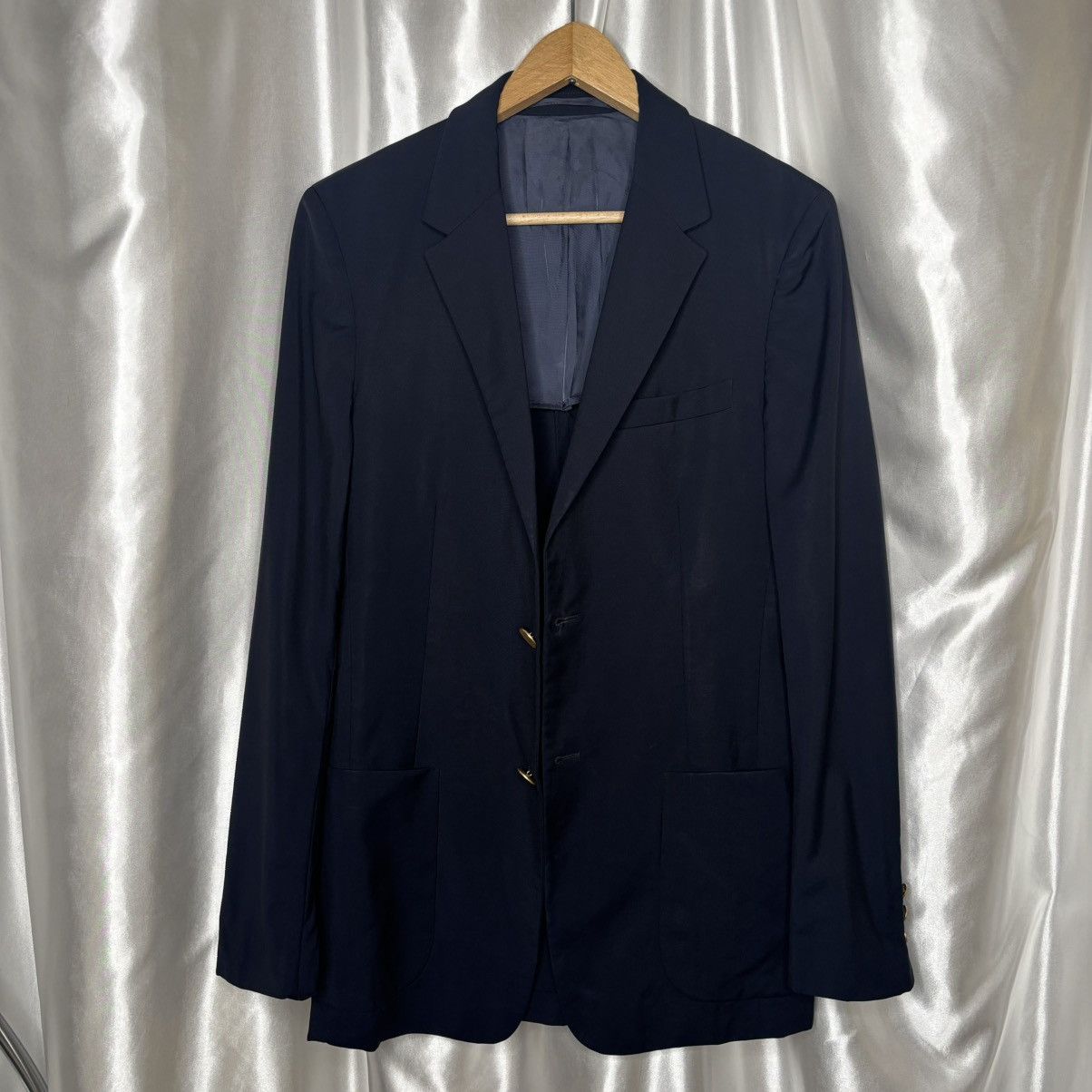 Prada navy woolen mohair Prada jacket with gold colored buttons Size 48R - 2 Thumbnail
