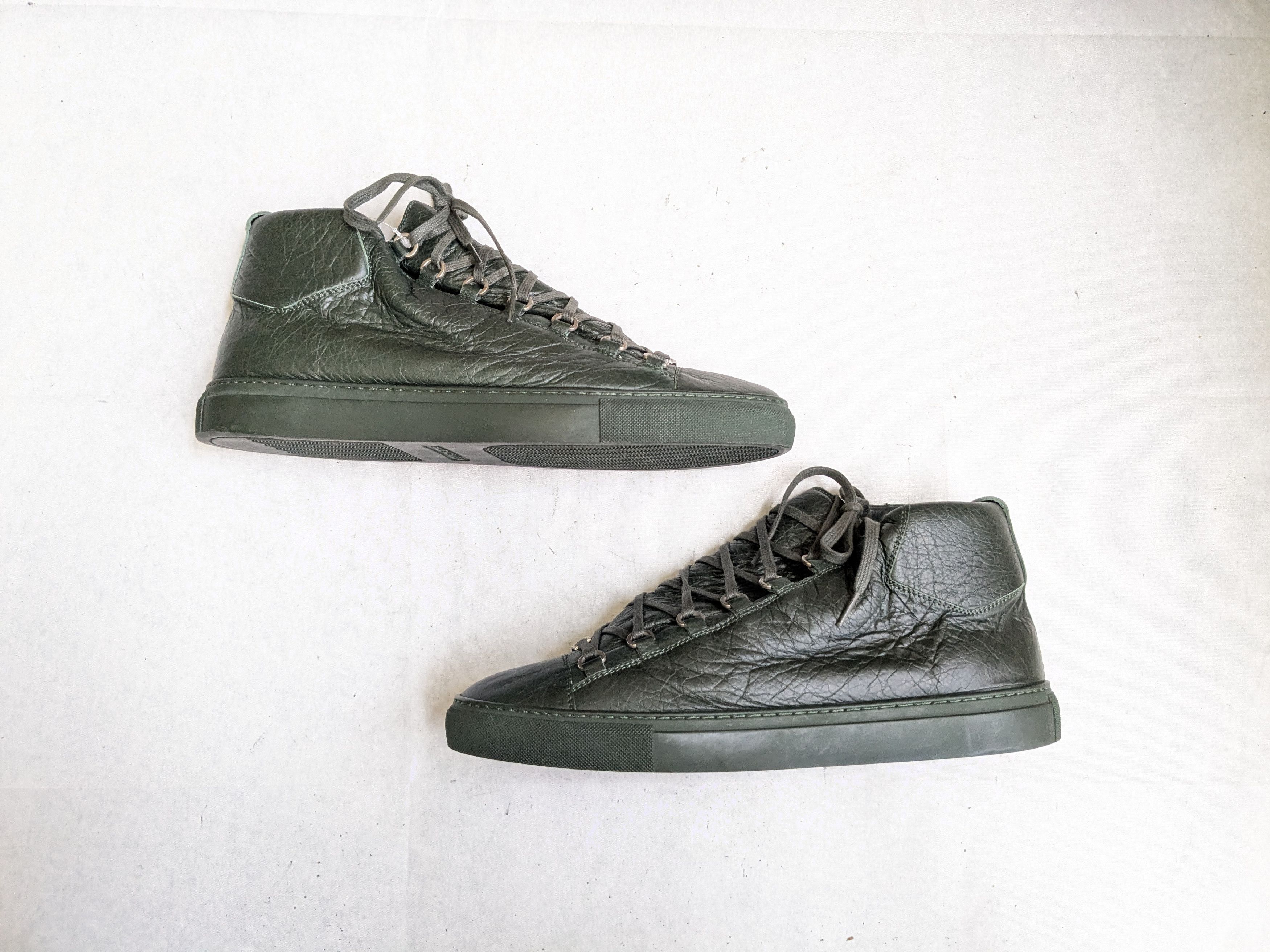 Balenciaga Balenciaga Arena Sneakers Dark Green 14 High Tops Leather Size US 14 / EU 47 - 1 Thumbnail