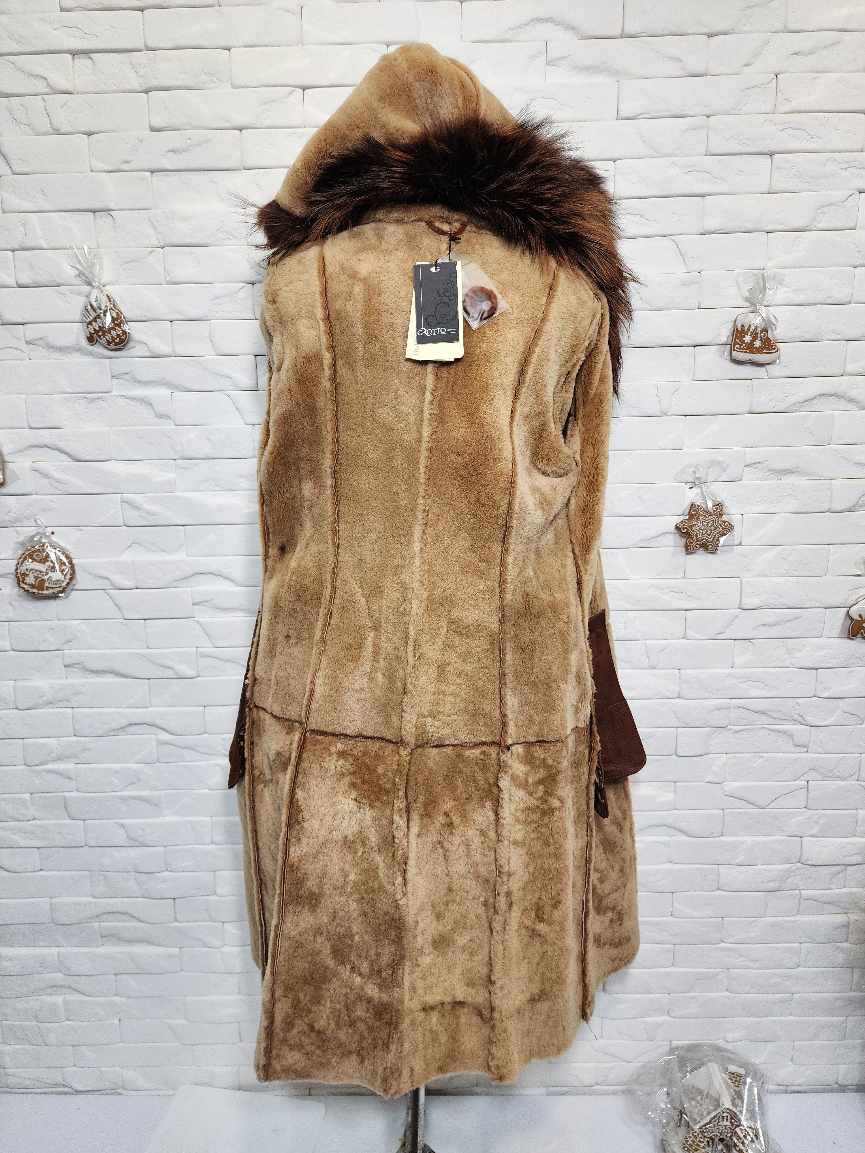 Uniqlo Brown Sheepskin Coat : Hooded Winter Fur Outerwear Size L / US 10 / IT 46 - 7 Thumbnail