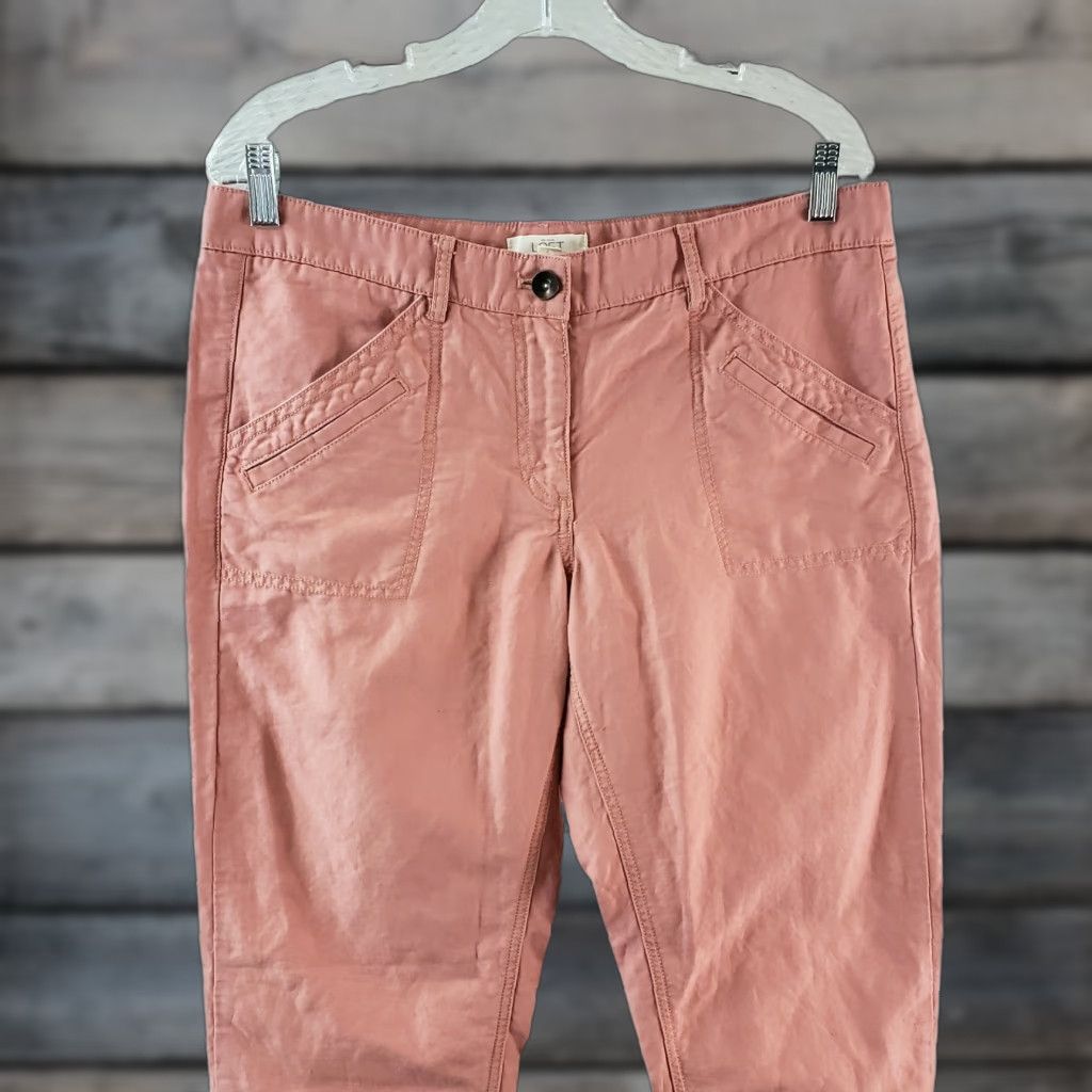 Ann Taylor VINTAGE? NO — Ann Taylor LOFT Womens Pants 8 Pink Linen Blend Tapered Leg Mid Rise Linen Blend Pants 8 Pink Mens Womens Girls? Size 30" / US 8 / IT 44 - 1 Thumbnail
