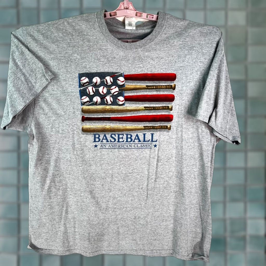 Gildan Gildan Mens Baseball T-Shirt XXL Graphic Classic 100% Cotton Beige Gray Short Sleeve Crew Neck Shirt Mens Size US XXL / EU 58 / 5 - 1 Thumbnail