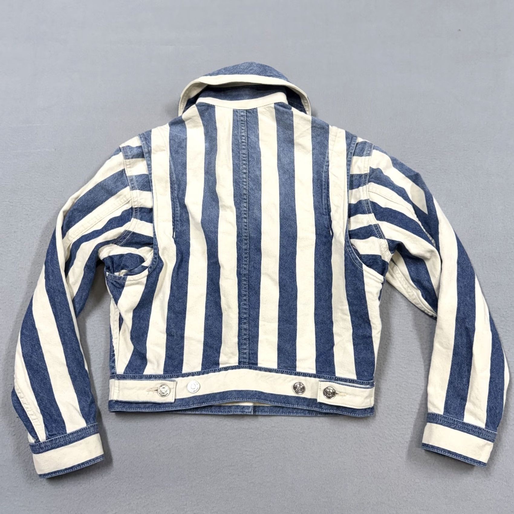 Vintage Current/Elliott Jacket Womens 0 Blue Striped Denim Cropped Button Front Jacket Size XS / US 0-2 / IT 36-38 - 5 Thumbnail