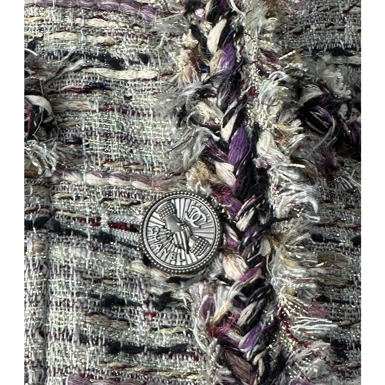 Chanel Chanel 2008 Grey Purple Tweed Fringe Jacket Sz.36 Size XS / US 0-2 / IT 36-38 - 6 Thumbnail