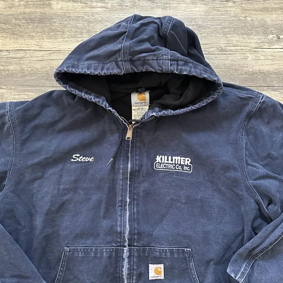 Carhartt Vintage Carhartt J131 DNY Dark Navy Hooded Jacket Size US XL / EU 56 / 4 - 3 Thumbnail