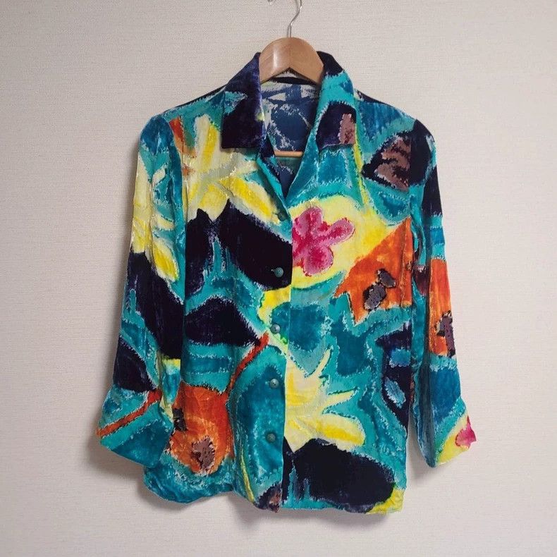Issey Miyake Issey Miyake Blue silk blended floral cardigan Size M / US 6-8 / IT 42-44 - 1 Thumbnail