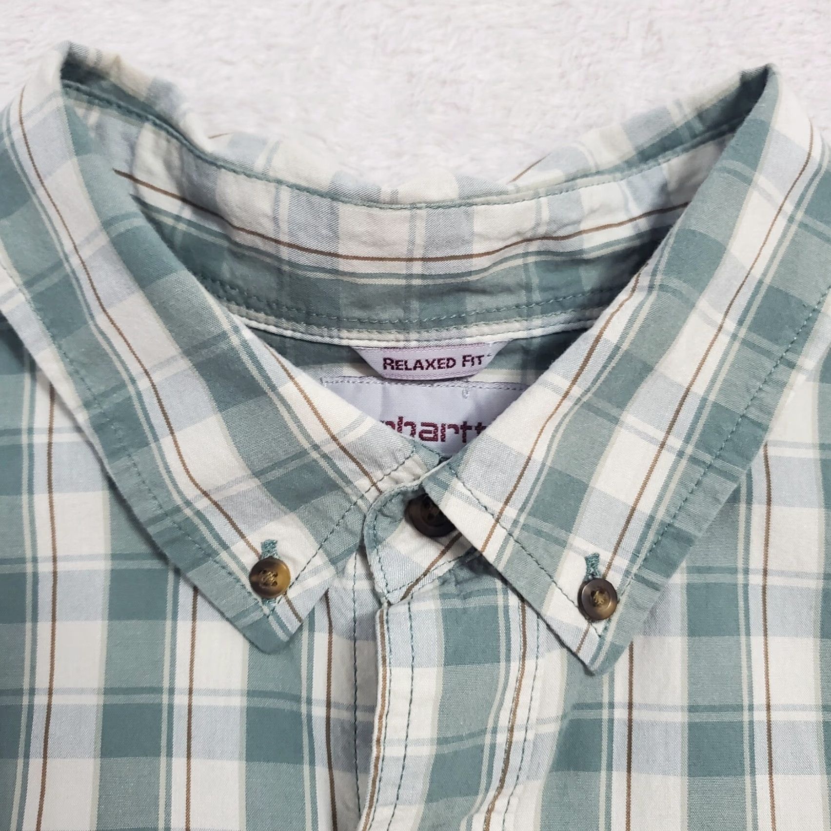 Carhartt Carhartt Shirt Men XL Green Plaid Short Sleeve Button Down Relaxed Fit Cotton Size US XL / EU 56 / 4 - 4 Thumbnail