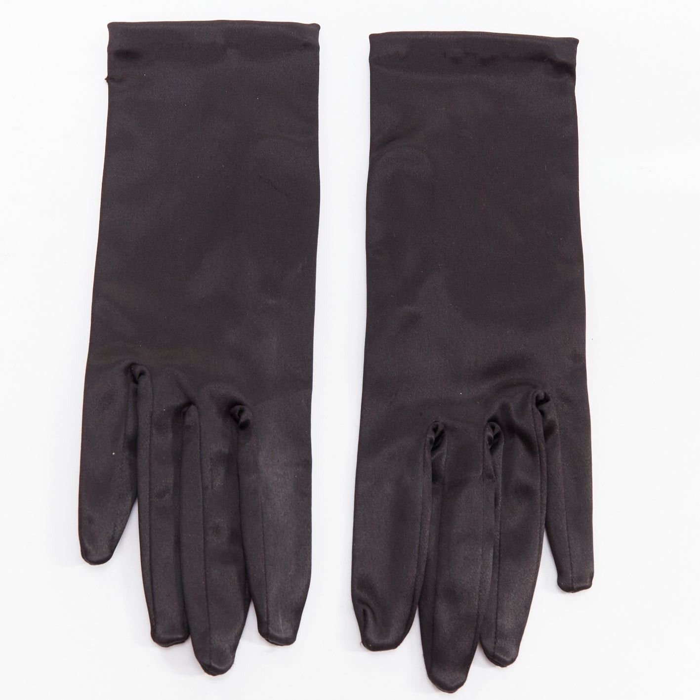 Giorgio Armani GIORGIO ARMANI black satin classic short evening gloves Size ONE SIZE - 1 Thumbnail