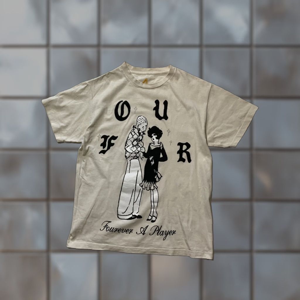 Vintage VINTAGE 4 Hunnid YG Fourever A Player Four Graphic Natural S/S Crewneck T-Shirt Sz. M Mens Size US M / EU 48-50 / 2 - 1 Thumbnail