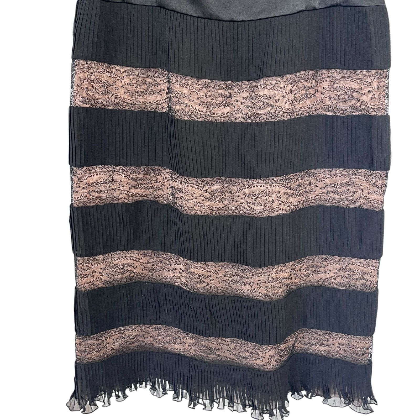 RED Valentino RED Valentino Black Satin Pleated Lace Panel Cocktail Dress Size M / US 6-8 / IT 42-44 - 5 Thumbnail
