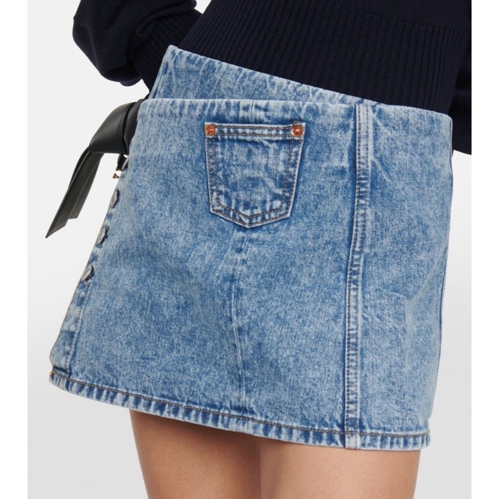 The Unbranded Brand NWT Re/Done Wrap Denim Mini Skirt Size 27 Size 28" / US 6 / IT 42 - 3 Thumbnail