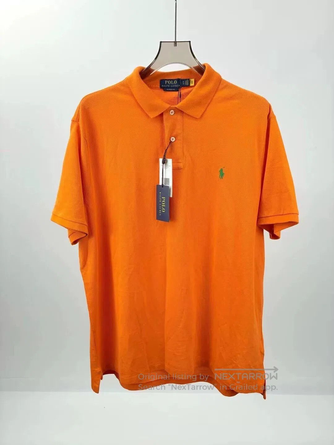 orange ralph lauren embroidered logo polo shirt.