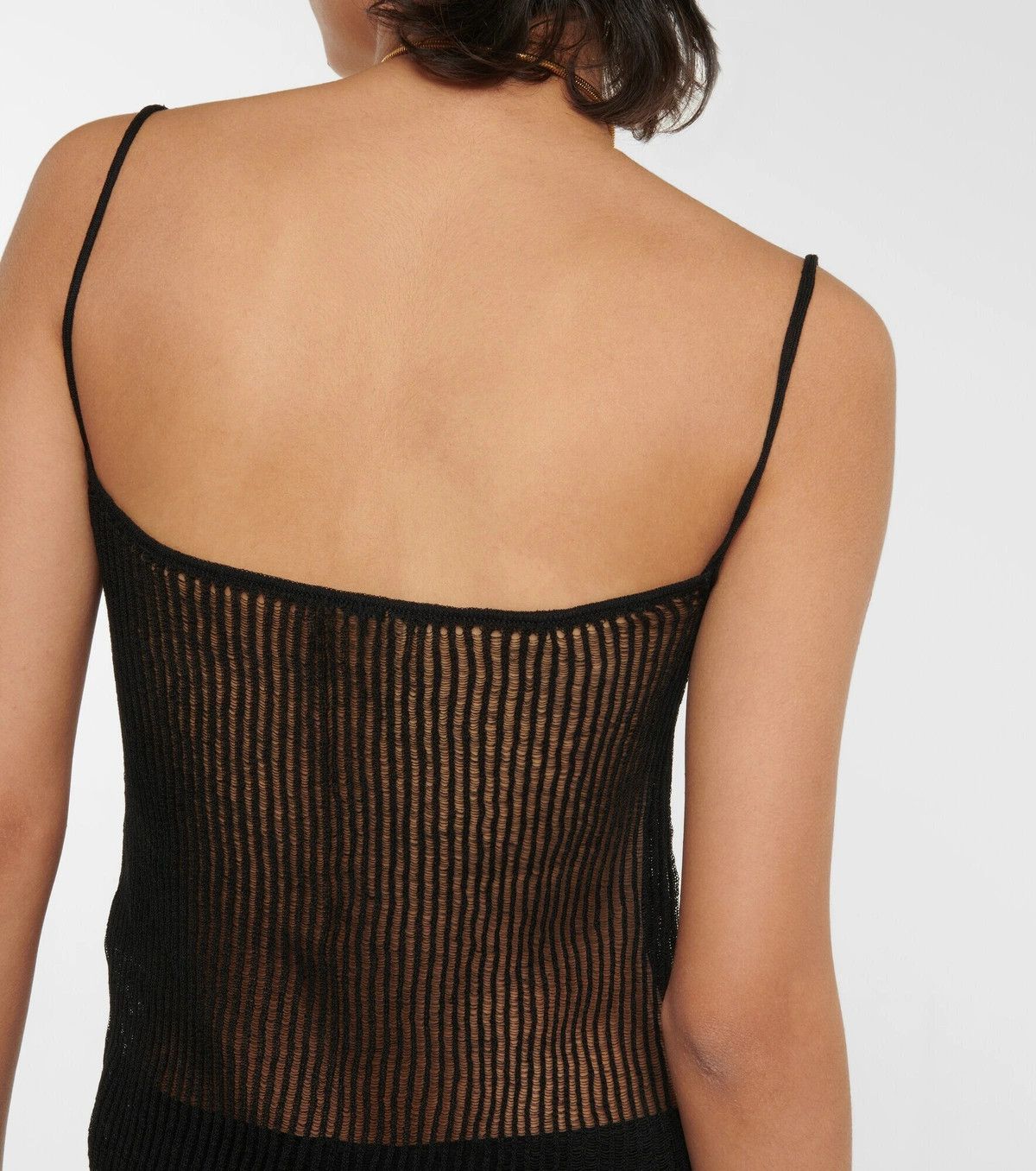 Saint Laurent Paris o1s1wg110924 Ribbed-Knit Linen and Silk Tank Top in Black Size XL / US 12-14 / IT 48-50 - 5 Thumbnail