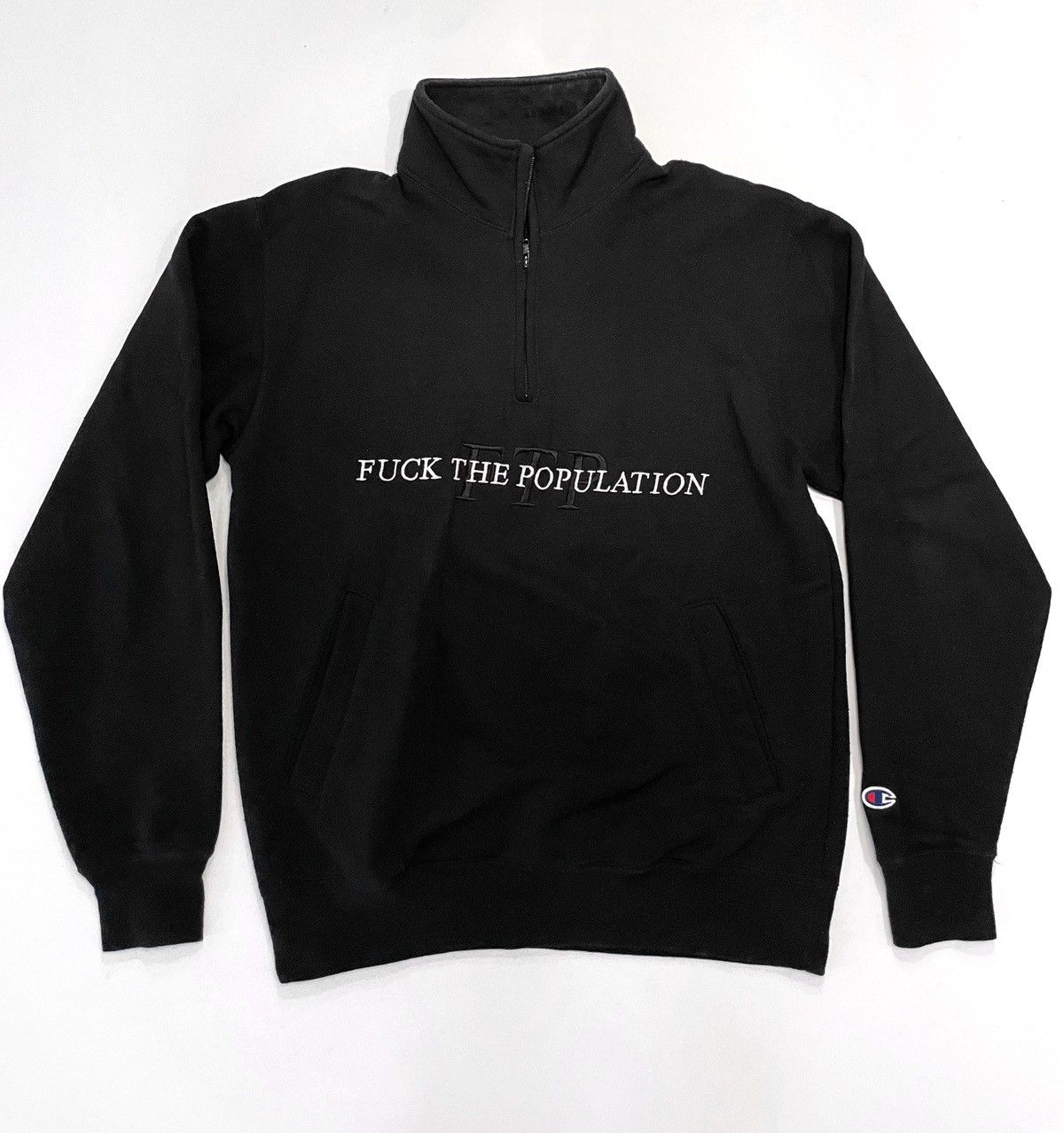 image of Ftp Fuck The Population Champion 1/4 Zip in Black, Men's (Size Medium)