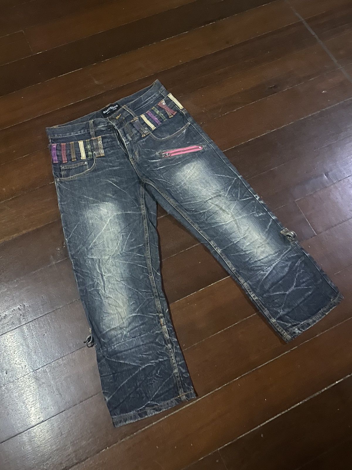 Designer × Japanese Brand Fire 🔥 BARCEDOS EXCHANGE double waist short jeans Size US 31 - 2 Thumbnail