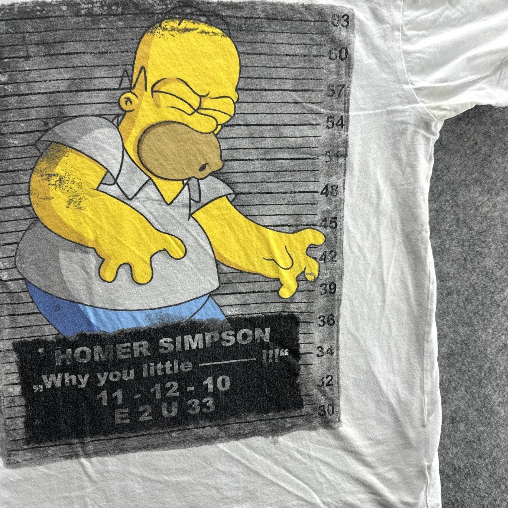 Vintage VINTAGE The Simpsons Shirt T-Shirt Homer Simpson Graphic Mugshot Tee Mens Large White Graphic Print 90s Pop Culture Mens Size US L / EU 52-54 / 3 - 5 Thumbnail