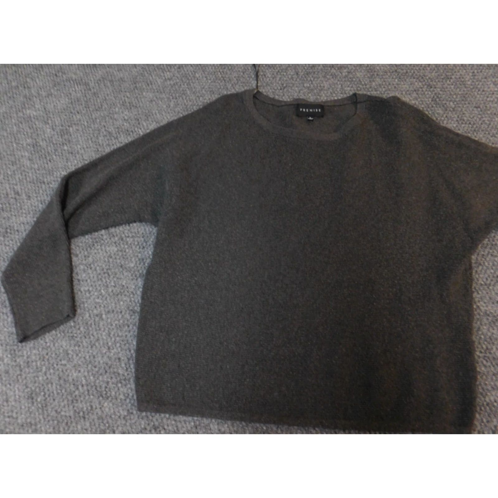 Vintage Premise Womens Sweater L Gray Pullover Knit Stretch Rib Knit Solid Long Sleeve Crew Neck Regular Fall Winter Spring Active Size L / US 10 / IT 46 - 3 Thumbnail