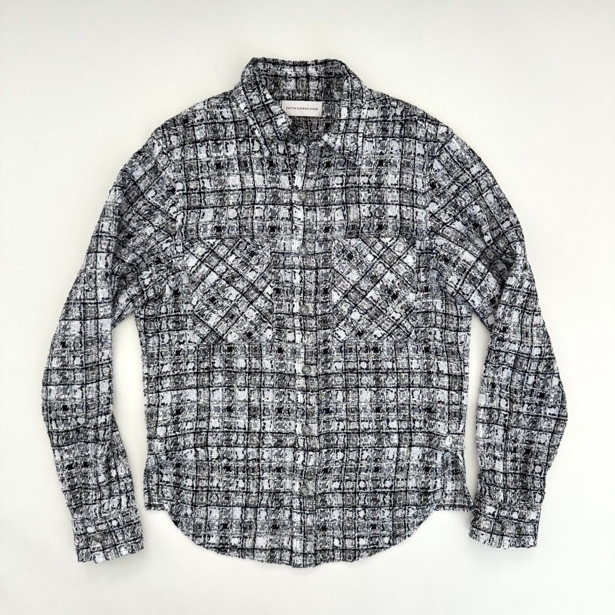 Faith Connexion Faith Connexion Tweed Fitted Overshirt Black/White Unisex Size US XS / EU 42 / 0 - 3 Thumbnail